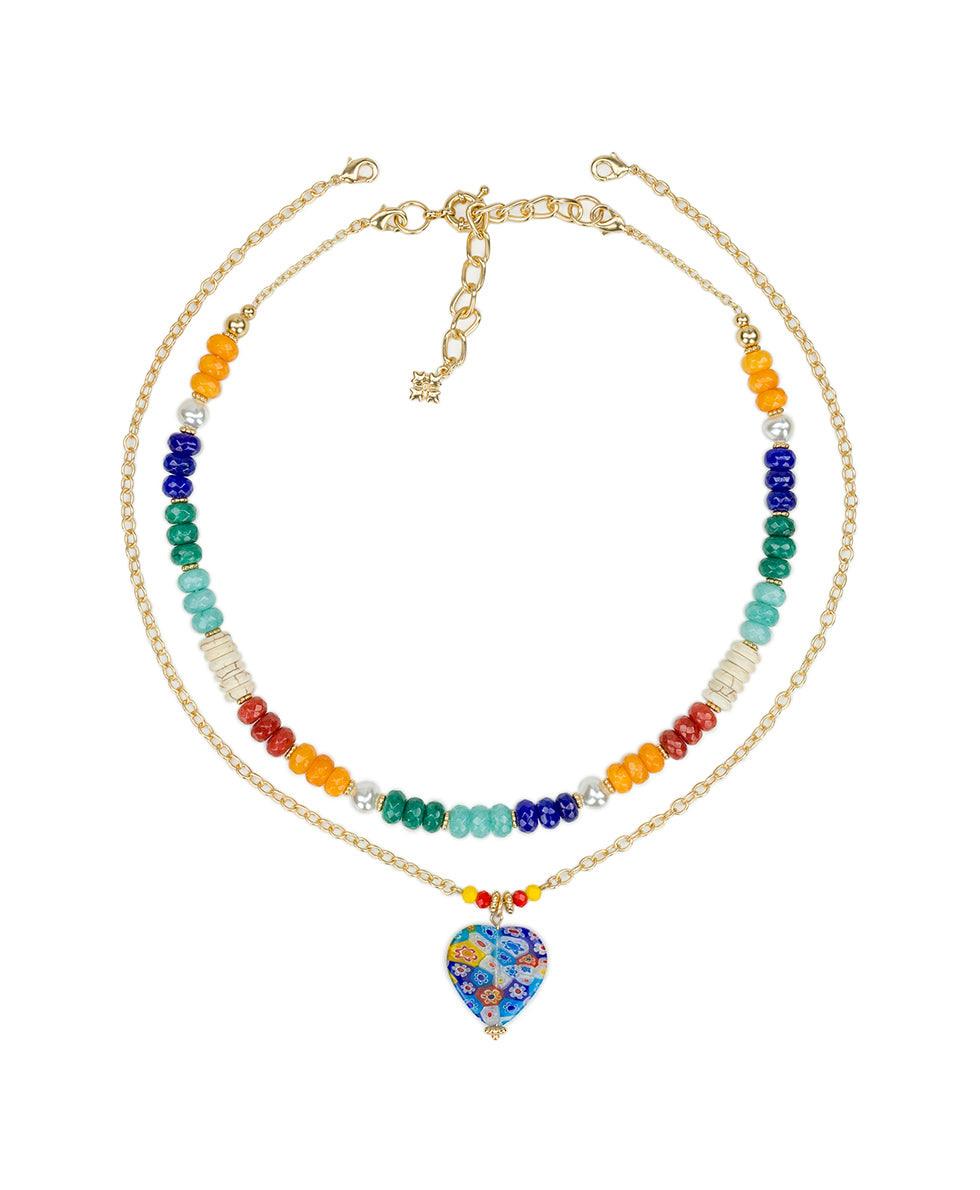 Heart Pendant Modular Necklace - World Bead