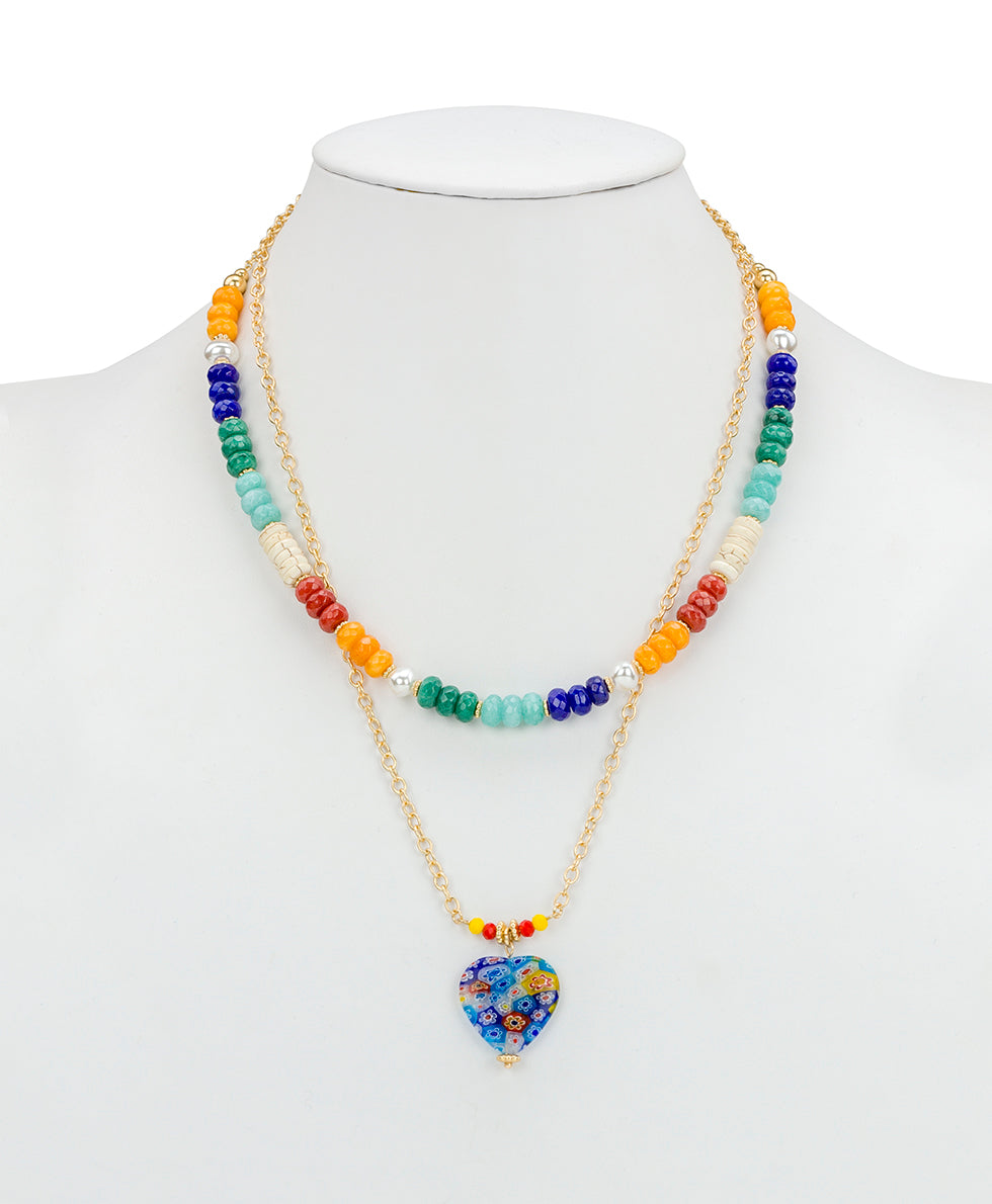 Heart Pendant Modular Necklace - World Bead
