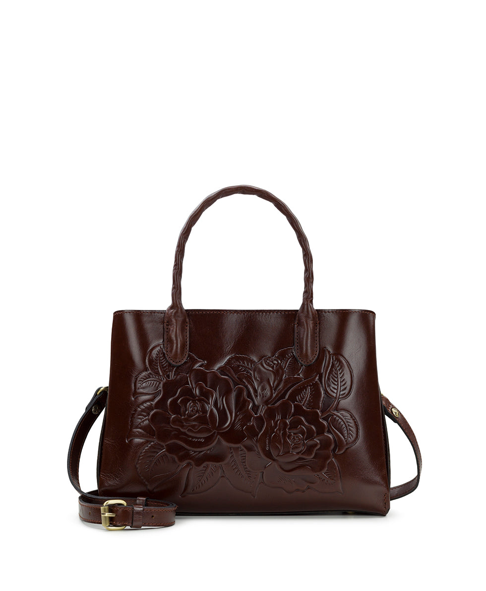 Genovese Top Handle Crossbody - Vintage Vegetable Tanned Rose Tooled