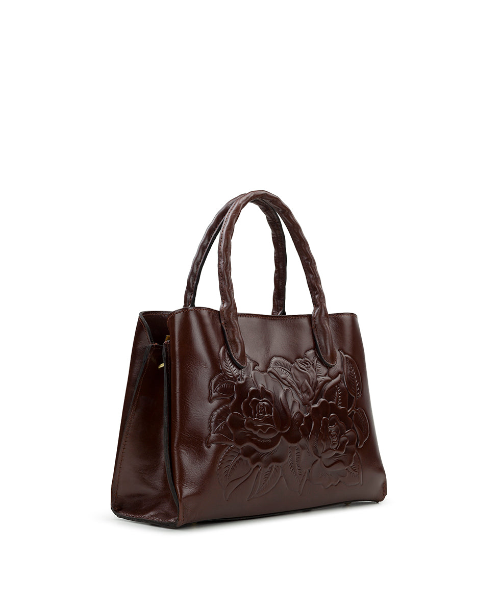 Genovese Top Handle Crossbody - Vintage Vegetable Tanned Rose Tooled