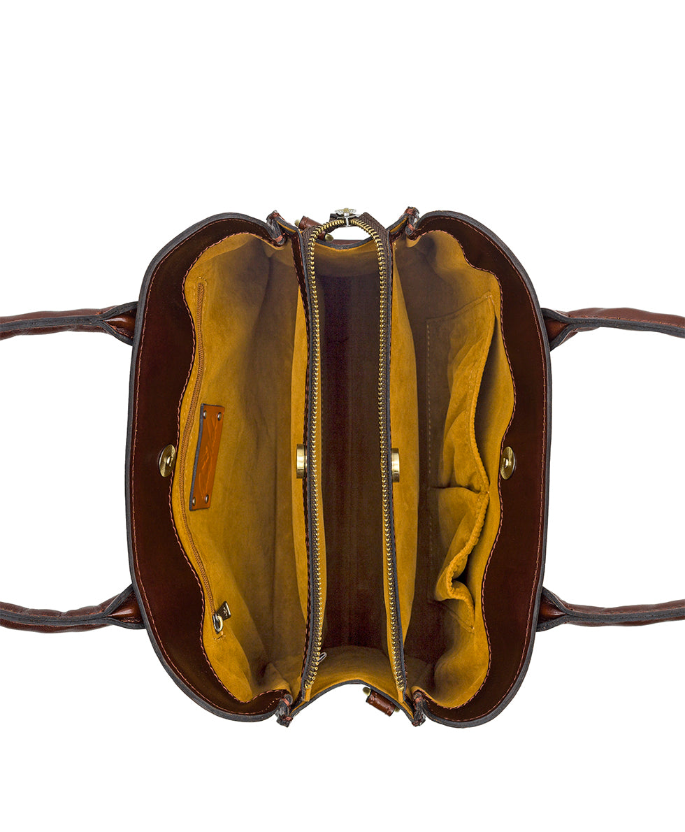 Genovese Top Handle Crossbody - Vintage Vegetable Tanned Rose Tooled