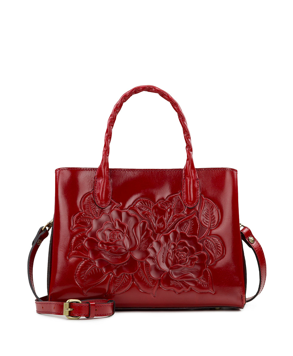 Genovese Top Handle Crossbody - Vintage Vegetable Tanned Rose Tooled