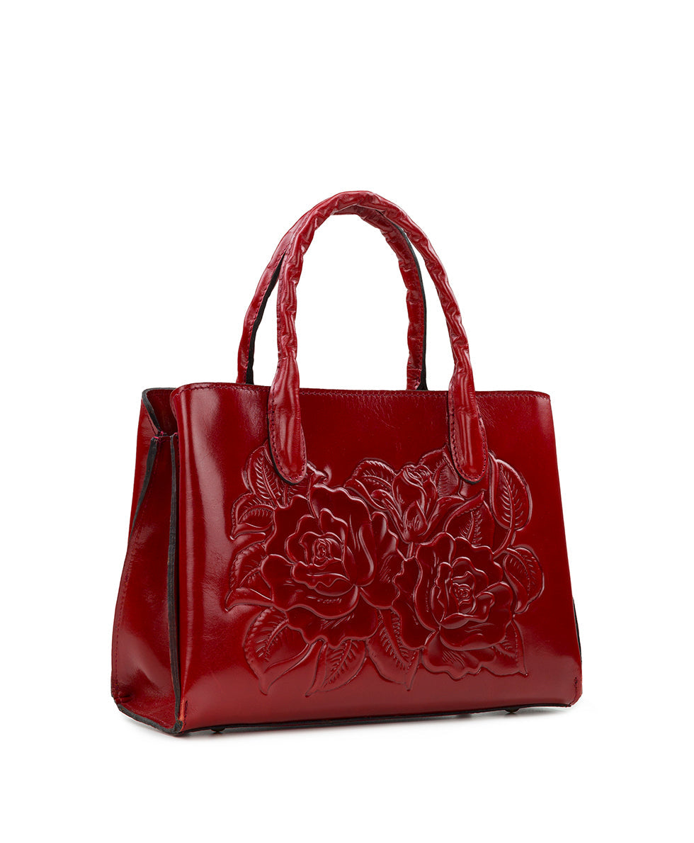 Genovese Top Handle Crossbody - Vintage Vegetable Tanned Rose Tooled