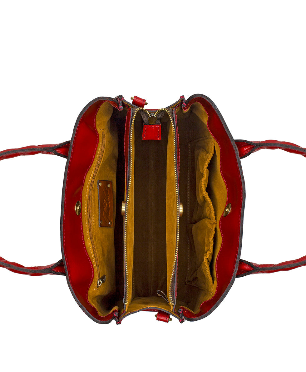 Genovese Top Handle Crossbody - Vintage Vegetable Tanned Rose Tooled