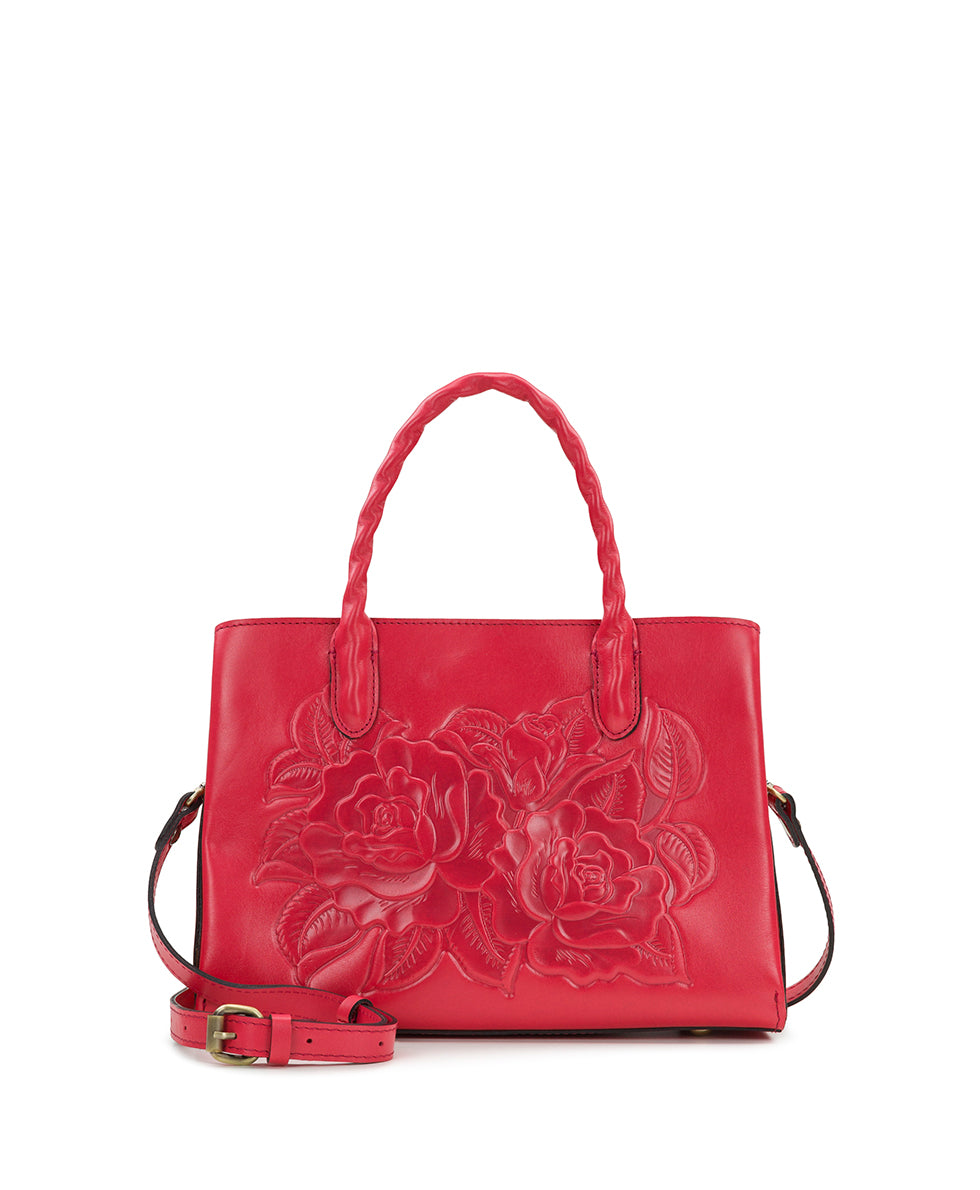 Genovese Top Handle Crossbody - Vintage Vegetable Tanned Rose Tooled