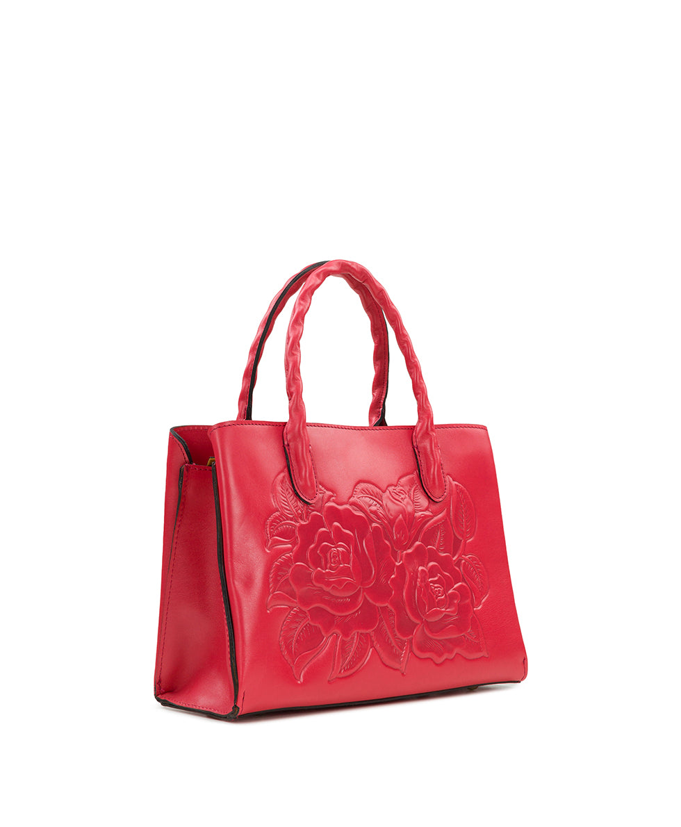 Genovese Top Handle Crossbody - Vintage Vegetable Tanned Rose Tooled
