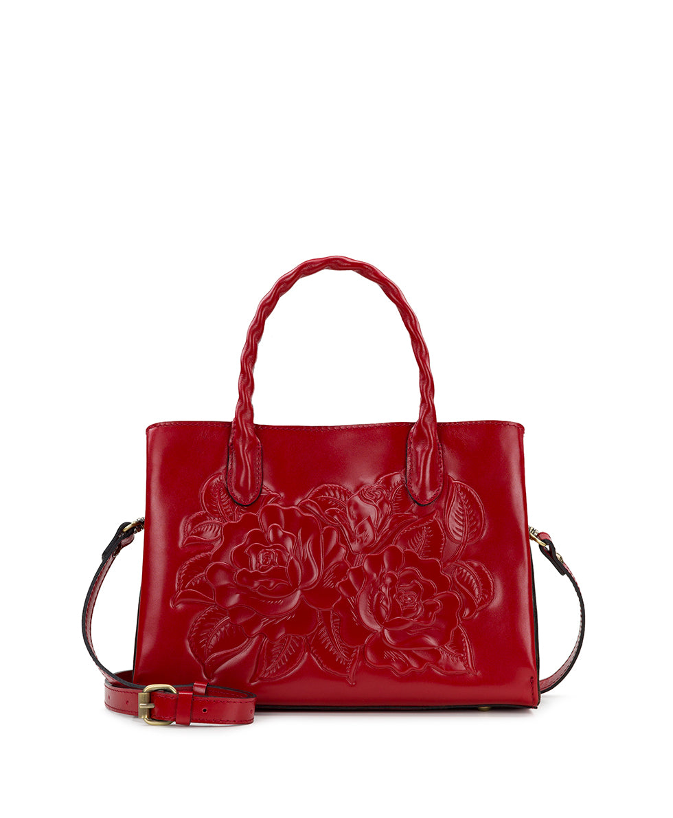 Genovese Top Handle Crossbody - Vintage Vegetable Tanned Rose Tooled