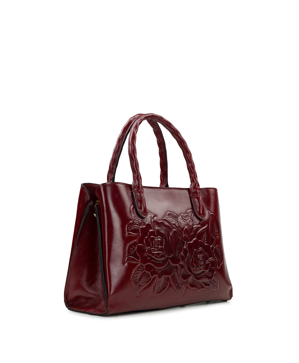 Genovese Top Handle Crossbody - Vintage Vegetable Tanned Rose Tooled