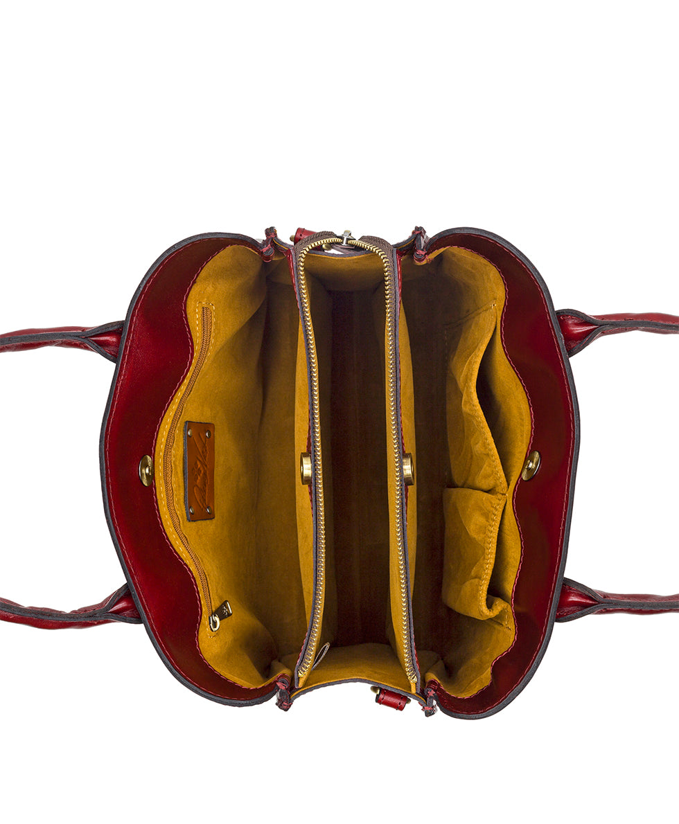 Genovese Top Handle Crossbody - Vintage Vegetable Tanned Rose Tooled