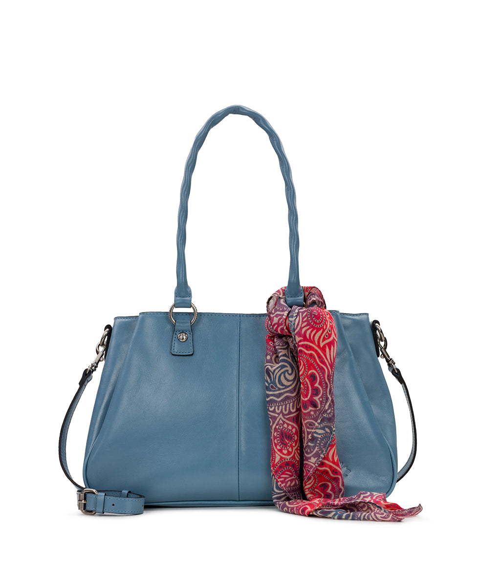 Karla Satchel Crossbody with Greek Ombre Scarf - Vintage Distressed Leather