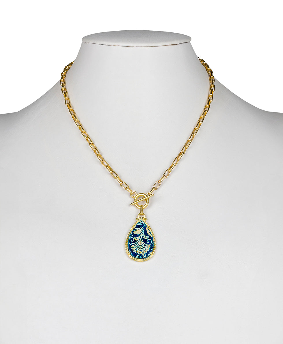Pavlina Toggle Necklace - Leather Inset