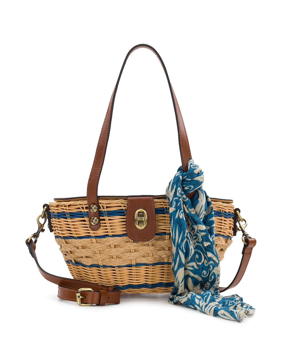 Thea Basket w/ Greek Floral Scarf - Spring Wicker